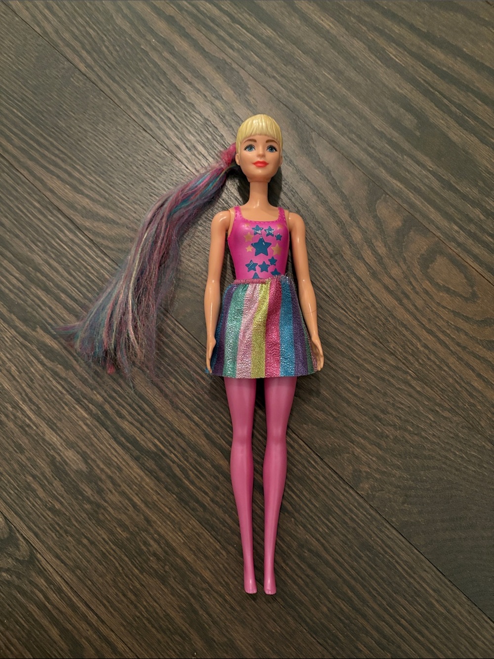 Girls Rainbow Star Doll in Pink Tights
